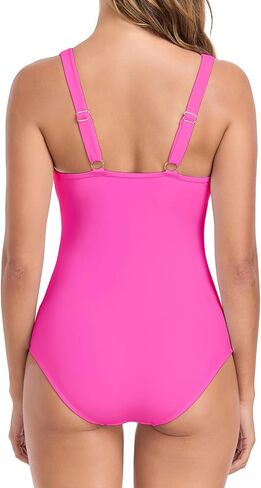 RELLECIGA Women’s Mesh One Piece Swimsuit V Neck Tummy Control Bathing Suit Slimming Swimwear in Saudi Arabia