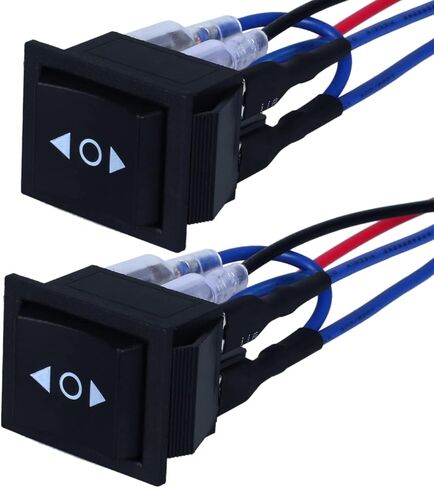 2Pcs ON-Off-ON Polarity Reversing Rocker Switch，DPDT 6 pins 3 Position Self-Locking Double Reset Rocker Toggle Switch with Jumper Wires Snap 12V 125V 250V,Max Current 20A in Saudi Arabia