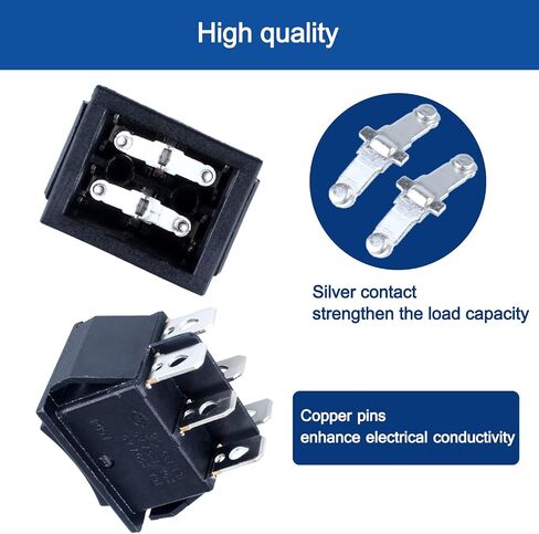 2Pcs ON-Off-ON Polarity Reversing Rocker Switch，DPDT 6 pins 3 Position Self-Locking Double Reset Rocker Toggle Switch with Jumper Wires Snap 12V 125V 250V,Max Current 20A in Saudi Arabia