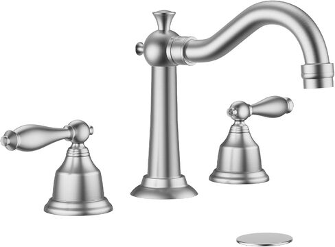 8 Inch Widespread Bathroom Sink Faucet Matte Black, 3 Hole 2 Cross Handles Classic Vintage Antique Faucet with Metal Pop Up Drain and Supply Hoses for Vanity, RV, Farmhouse in Saudi Arabia