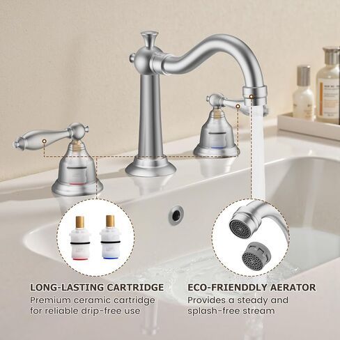 8 Inch Widespread Bathroom Sink Faucet Matte Black, 3 Hole 2 Cross Handles Classic Vintage Antique Faucet with Metal Pop Up Drain and Supply Hoses for Vanity, RV, Farmhouse in Saudi Arabia