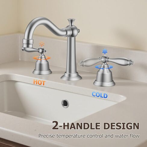 8 Inch Widespread Bathroom Sink Faucet Matte Black, 3 Hole 2 Cross Handles Classic Vintage Antique Faucet with Metal Pop Up Drain and Supply Hoses for Vanity, RV, Farmhouse in Saudi Arabia