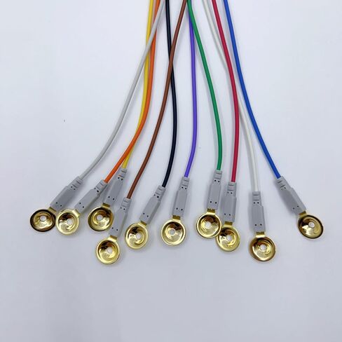 EEG Gold Cup Electrodes with DIN 1.5mm Plug,59 Inch Cables Multicolor,Pack of 10 in Saudi Arabia