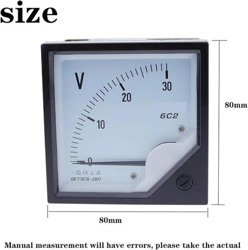 DC ALANOG POINTER METER 5V 10V 15V 30V 75V 100V 150V 300V 500V 750V Square 6C2-V 80 * 80mm Voltmeter 1PCS (250V) in Saudi Arabia