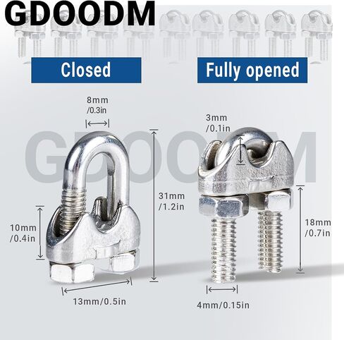 60 PCS 1/4 "مشبك الكابل ، حبل السلك مشبك الفولاذ المقاوم للصدأ M6 حبل سلك مقطع U Bolt Saddle in Saudi Arabia