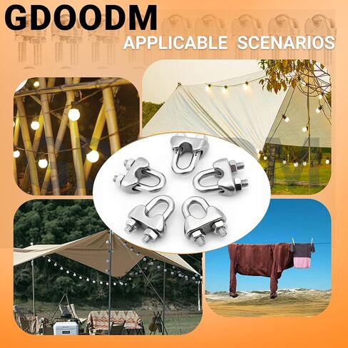 60 PCS 1/4 "مشبك الكابل ، حبل السلك مشبك الفولاذ المقاوم للصدأ M6 حبل سلك مقطع U Bolt Saddle in Saudi Arabia