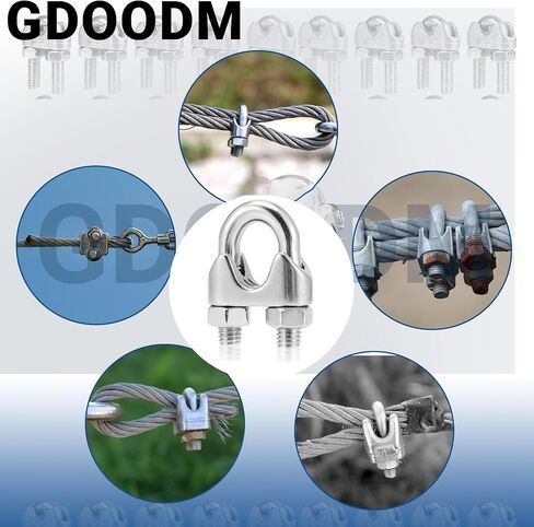 60 PCS 1/4 "مشبك الكابل ، حبل السلك مشبك الفولاذ المقاوم للصدأ M6 حبل سلك مقطع U Bolt Saddle in Saudi Arabia