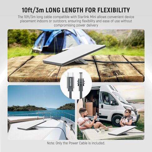 Neewer 100W PD USB C إلى DC Power Cable متوافق مع Starlink Mini ، 10ft/3M 16AWG 20V نوع الإدخال C إلى DC شحن كابل 100 واط+ PD PRDCHERCHORRAINPROOP مقاومة للماء ، NC013 in Kuwait