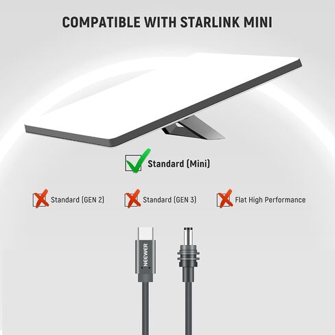 Neewer 100W PD USB C إلى DC Power Cable متوافق مع Starlink Mini ، 10ft/3M 16AWG 20V نوع الإدخال C إلى DC شحن كابل 100 واط+ PD PRDCHERCHORRAINPROOP مقاومة للماء ، NC013 in Kuwait
