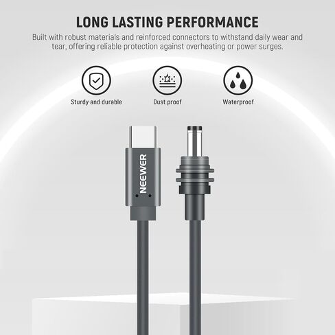 Neewer 100W PD USB C إلى DC Power Cable متوافق مع Starlink Mini ، 10ft/3M 16AWG 20V نوع الإدخال C إلى DC شحن كابل 100 واط+ PD PRDCHERCHORRAINPROOP مقاومة للماء ، NC013 in Kuwait