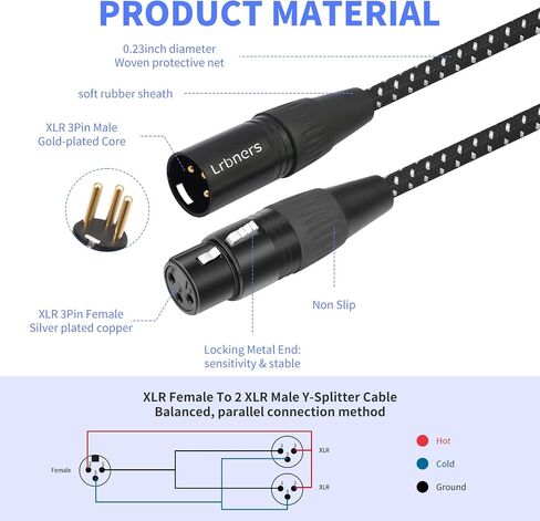 جديد-2 قدم XLR أنثى إلى كبل ذكري مزدوج-3pin xlr y-splitter محول لأنظمة السلطة الفلسطينية وتوجيه متعدد الأجهزة 2 عبوة in Kuwait