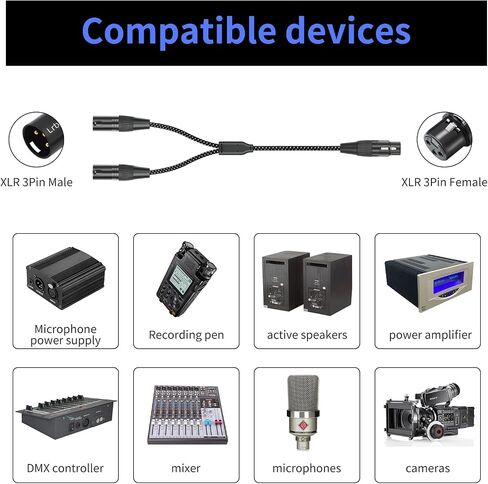جديد-2 قدم XLR أنثى إلى كبل ذكري مزدوج-3pin xlr y-splitter محول لأنظمة السلطة الفلسطينية وتوجيه متعدد الأجهزة 2 عبوة in Kuwait