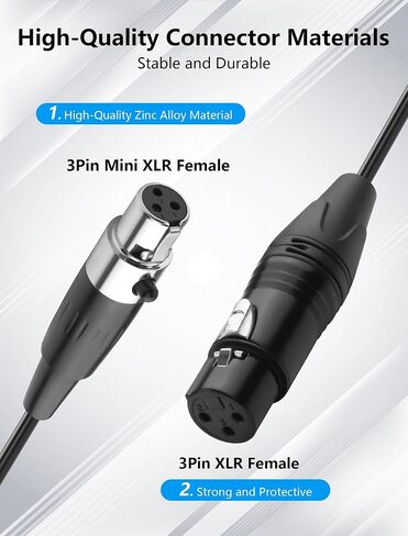 CERRXIAN Mini XLR Female to XLR Female Coiled Cable 3 Pin to 4 Pin Mini Audio Microphone Cable 1.64FT / 0.5M in Saudi Arabia