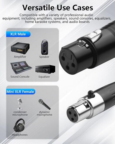 CERRXIAN Mini XLR Female to XLR Female Coiled Cable 3 Pin to 4 Pin Mini Audio Microphone Cable 1.64FT / 0.5M in Saudi Arabia