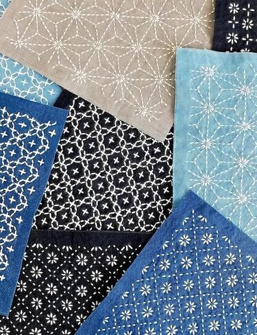 Gezan 20 PCS Sashiko Stencils 8.3 × 5.9 بوصة من قالب ساشيكو بلاستيك نمط مثبتات التطريز الهندسي قال قالب خط خط الخياطة اليدوية خياطة خياطة يدوية in Kuwait