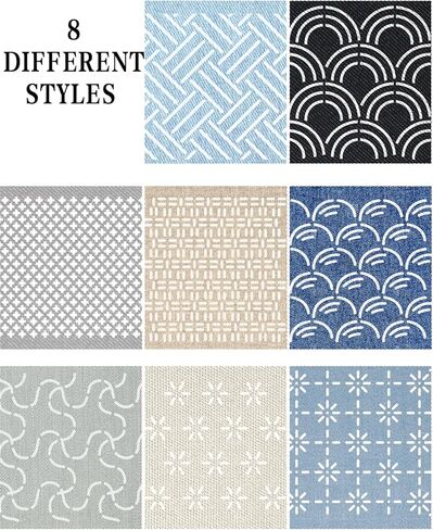 Gezan 20 PCS Sashiko Stencils 8.3 × 5.9 بوصة من قالب ساشيكو بلاستيك نمط مثبتات التطريز الهندسي قال قالب خط خط الخياطة اليدوية خياطة خياطة يدوية in Kuwait