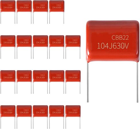 20-Pack 630V 104J Premium Quality Metallized Polypropylene Film Capacitors, P10 CBB21/CBB22 100000pF 100nF 0.1uF MPP Caps with Superior Performance in Saudi Arabia