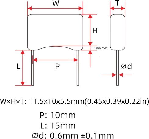 20-Pack 630V 104J Premium Quality Metallized Polypropylene Film Capacitors, P10 CBB21/CBB22 100000pF 100nF 0.1uF MPP Caps with Superior Performance in Saudi Arabia