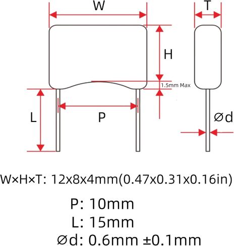 20-Pack 630V 104J Premium Quality Metallized Polypropylene Film Capacitors, P10 CBB21/CBB22 100000pF 100nF 0.1uF MPP Caps with Superior Performance in Saudi Arabia