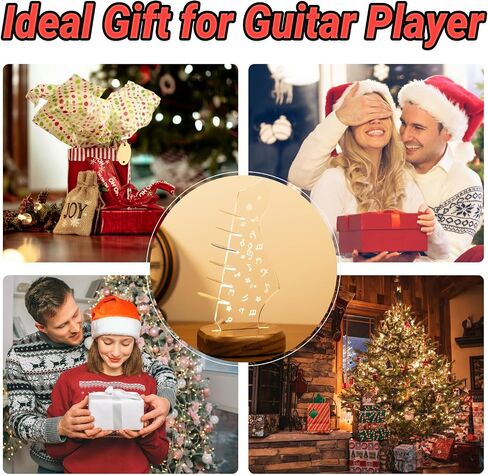 Light Up Guitar Pick Holder with 6 Guitar Picks, Real Hardwood & Acrylic Guitar Headstock Shaped Pick Holder Case for Picks Storage & Display, Guitar Music Accessories Gifts for Men Lover Player in Kuwait