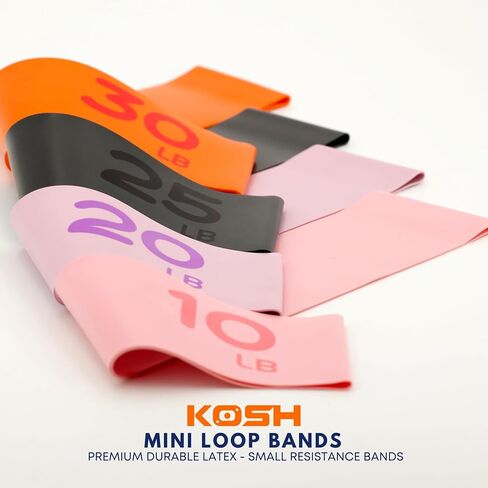 Kosh Resistance Exercise Bands – Set of 4 Natural Latex Loop Bands for Workout, Stretching, Physical Therapy – Includes Mesh Carry Bag in Saudi Arabia