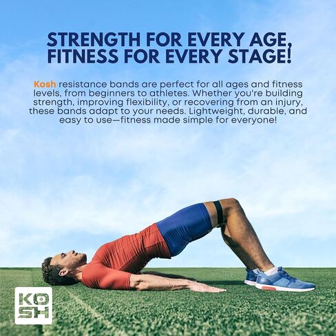 Kosh Resistance Exercise Bands – Set of 4 Natural Latex Loop Bands for Workout, Stretching, Physical Therapy – Includes Mesh Carry Bag in Saudi Arabia