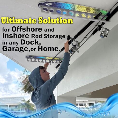 Reel Salty Offshore/Inshore Saltwater 11 Fishing Rod Holder Marine Grade Wall Ceiling Storage Rack in Kuwait