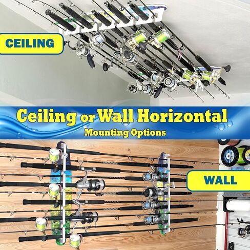 Reel Salty Offshore/Inshore Saltwater 11 Fishing Rod Holder Marine Grade Wall Ceiling Storage Rack in Kuwait