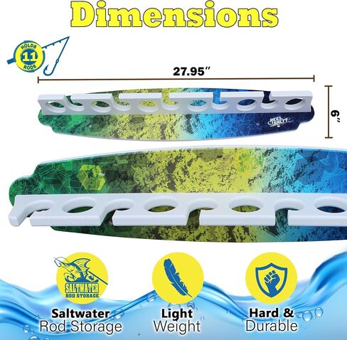 Reel Salty Offshore/Inshore Saltwater 11 Fishing Rod Holder Marine Grade Wall Ceiling Storage Rack in Kuwait