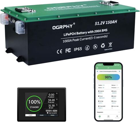 48V 100AH ​​Lithium Golf Cart Battery مع شاشة LCD ، بطارية CART 5.12 كيلو فولت واو 48 فولت مع 1000A ذروة التيار ، 5000+ دورات عميقة لعربة الجولف ، الطاقة الشمسية ، RV وخارجها in Kuwait