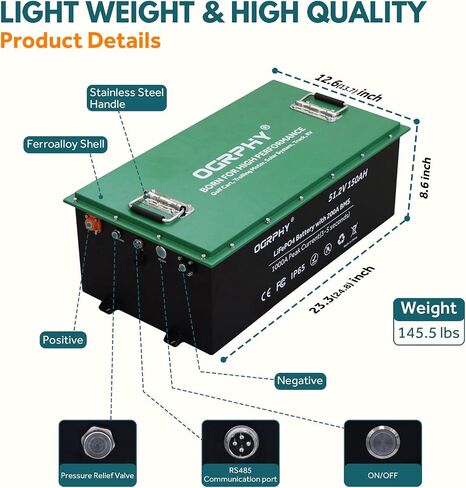 48V 100AH ​​Lithium Golf Cart Battery مع شاشة LCD ، بطارية CART 5.12 كيلو فولت واو 48 فولت مع 1000A ذروة التيار ، 5000+ دورات عميقة لعربة الجولف ، الطاقة الشمسية ، RV وخارجها in Kuwait
