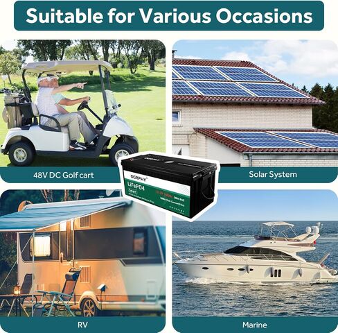 48V 100AH ​​Lithium Golf Cart Battery مع شاشة LCD ، بطارية CART 5.12 كيلو فولت واو 48 فولت مع 1000A ذروة التيار ، 5000+ دورات عميقة لعربة الجولف ، الطاقة الشمسية ، RV وخارجها in Kuwait
