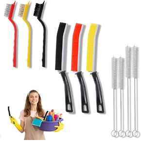 10 Pack Crevice Cleaning Brush Set,Hard Bristle Crevice Cleaning Brush,Wire Brushes and Straw Brush,Crevice Cleaning Tool for Kitchen, Faucets，Grout,Bathroom, Corners, Tight Spaces,Sink and Gas Stove in Saudi Arabia