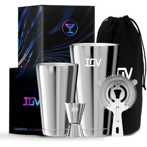Iov Boston Cocktail Shaker Bar Set ، Mixer Kit Kit Bartender مجموعة خلاط مع 18 أوقية و 28 أوقية بوسطن ، مصفاة Hawthorne ، Jigger مزدوج ، مجموعة أدوات البار وكتيب الوصفة - قوس قزح in Saudi Arabia