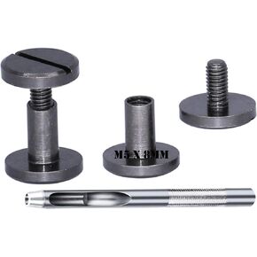 M3X6 Brass Chicago Screws 15PACK Rivets Bookbinding Stud Screws Nail Rivet Flat Head Screwing Fasteners Screw Posts Chicago Screw DIY Purse Collar Belt Shoes Case Jean Leather (Height 6mm, Gold) in Kuwait