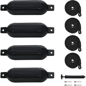 Boat Fender 4 Pack, Boat Bumper for Docking, Inflatable Boat Fenders for Docking 20-35ft Boat with 4 Ropes 1 Pump and 4 Needles, Fit for Pontoon Boat Bass Boat and Jon Boat in Saudi Arabia