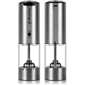 USB-C Rechargeable Electric Salt & Pepper Grinder Set - External Adjustable Coarseness (6 Settings), Large Capacity, Dual-Speed Control, One-Hand, LED, Stainless Steel (2 Pack) in Saudi Arabia