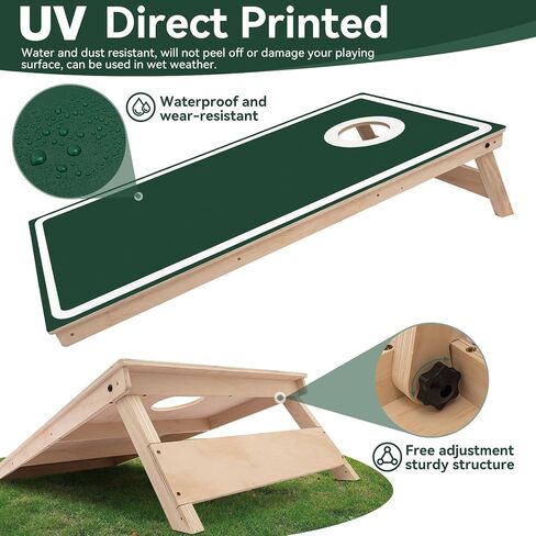 مجموعة لوحات Cornhole - لا ترتد ، حجم التنظيم 4 × 2 قدم ، مصنوعة من 1/2 بوصة من خشب الصنوبر ، الطباعة الأشعة فوق البنفسجية تشمل 8 أكياس الفول ولوحات كورنول ، مثالية للألعاب والتجمعات في الهواء الطلق in Saudi Arabia