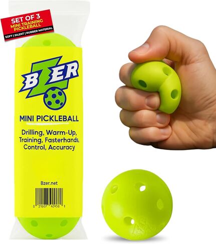 Bzer Quiet Pickleball Balls - Mini Pickleballs Silent Rubber Training Ball - مجموعة من 3 للعب في الهواء الطلق الداخلي ، مدرب تدريب صغير ناعم ، تحسين التركيز ، التحكم في التعزيز ، أساسيات التدريب in Saudi Arabia