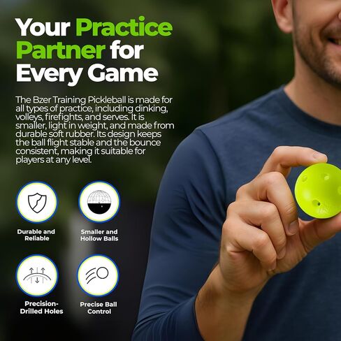 Bzer Quiet Pickleball Balls - Mini Pickleballs Silent Rubber Training Ball - مجموعة من 3 للعب في الهواء الطلق الداخلي ، مدرب تدريب صغير ناعم ، تحسين التركيز ، التحكم في التعزيز ، أساسيات التدريب in Saudi Arabia