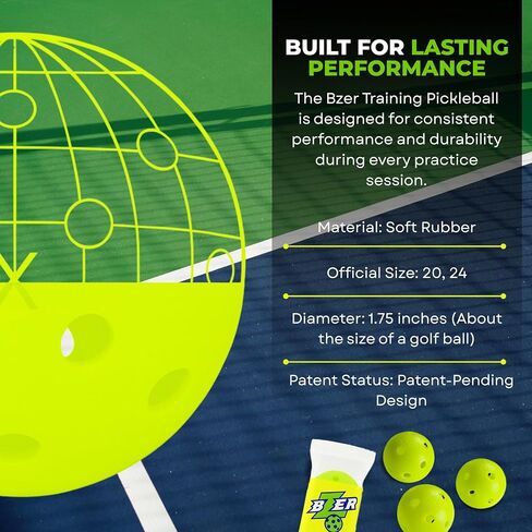 Bzer Quiet Pickleball Balls - Mini Pickleballs Silent Rubber Training Ball - مجموعة من 3 للعب في الهواء الطلق الداخلي ، مدرب تدريب صغير ناعم ، تحسين التركيز ، التحكم في التعزيز ، أساسيات التدريب in Saudi Arabia