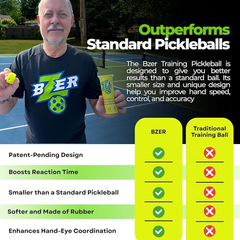 Bzer Quiet Pickleball Balls - Mini Pickleballs Silent Rubber Training Ball - مجموعة من 3 للعب في الهواء الطلق الداخلي ، مدرب تدريب صغير ناعم ، تحسين التركيز ، التحكم في التعزيز ، أساسيات التدريب in Saudi Arabia