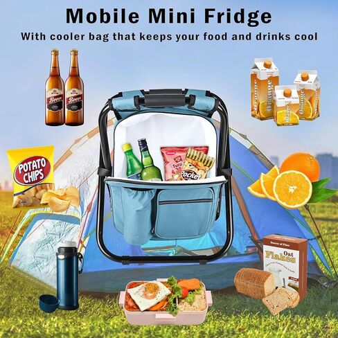 Kikerike Backpack Stool Cooler Chair Heavy Duty 300 LBS Max Load Portable Lightweight Folding Fishing Cooler for Camping Hunting Fishing - Black in Kuwait