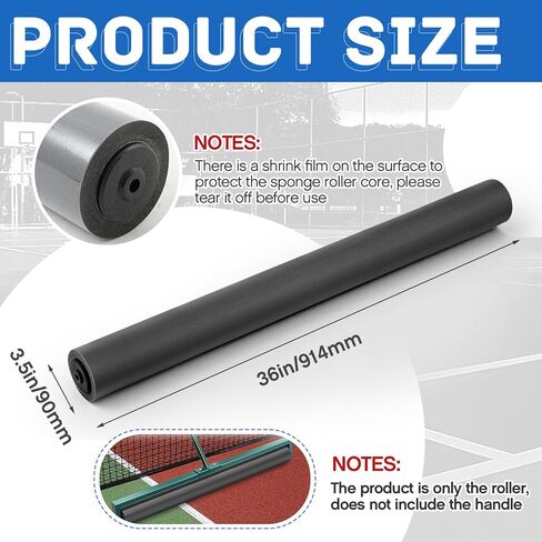 36 بوصة بديلة السطح الأسطوانة التنس الملعب الممسحة اسفنجة الاسفنجة بديل بديل سلس لفرشاة التنس المسح in Kuwait
