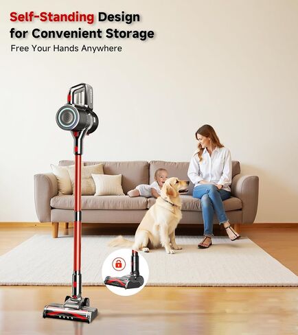 Cordless Vacuum Cleaner, 500W/40Kpa Stick Vacuum with 45Mins Runtime, Self-Standing Vacuum Cleaners for Home, Anti-Tangle, 1.5L Dust Cup, Rechargeable Vacuum for Hardwood Floor Carpet Pet Hair in Saudi Arabia
