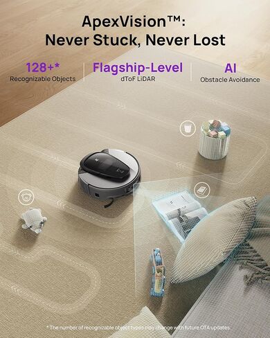 3i g10+ robot combo و MOP Combo ، 18000 PA شفط ، تنظيف خالي من اليدين لمدة 60 يومًا مع ضغط حطام هادئ ، التنقل الذكي lidar ، تمديد السيارات على طول الحواف ، مثالية للأرضيات الصلبة والسجاد in Saudi Arabia
