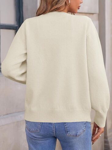 Saodimallsu Womens Button Down Cardigan Sweaters Crew Neck Long Sleeve Open Front Loose Fall Soft Knit Sweater Coats in Kuwait