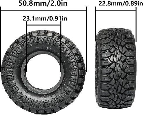 DJCRAWLER 1.0 بوصة فائقة الإطارات لزجة ناعمة 62 * 20.5 مم ل SCX24 محوري FMS FCX24 1/18 TRX4M 1/24 RC Crawler Wheel Upgrade in Saudi Arabia