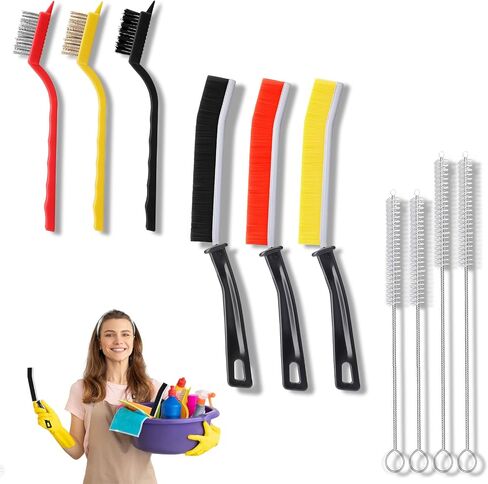 10 Pack Crevice Cleaning Brush Set,Hard Bristle Crevice Cleaning Brush,Wire Brushes and Straw Brush,Crevice Cleaning Tool for Kitchen, Faucets，Grout,Bathroom, Corners, Tight Spaces,Sink and Gas Stove in Saudi Arabia