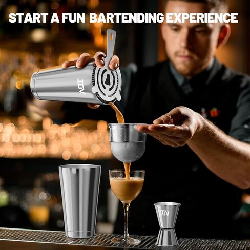 IOV Boston Cocktail Shaker Bar Set, Bartender Kit Drink Mixer Set with 18 oz & 28 oz Boston Shakers, Hawthorne Strainer, Double Jigger, Bar Tool Kit and Recipe Booklet - Rainbow in Saudi Arabia